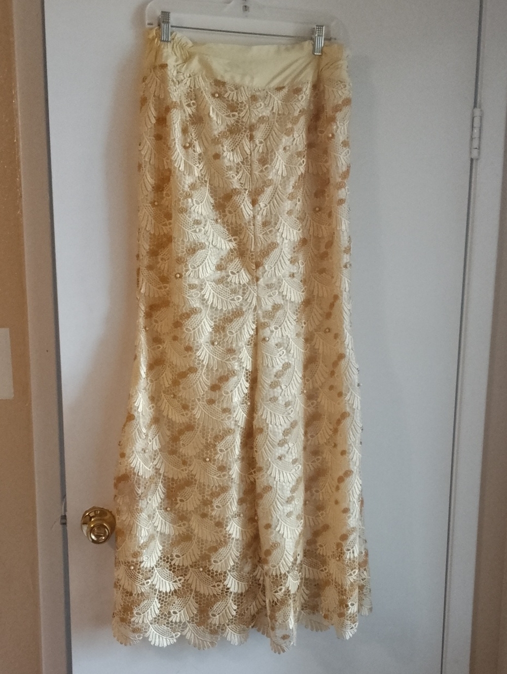 Elegant Cream Lace Maxi Skirt